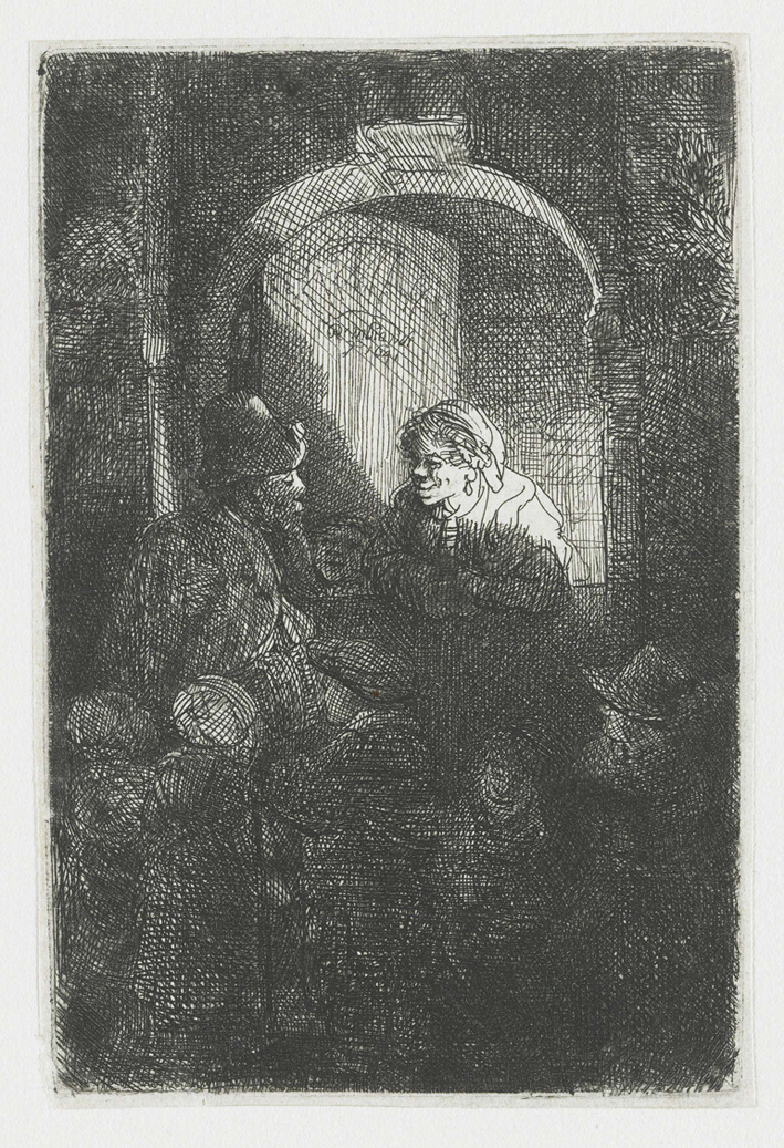  伦勃朗·梵·莱茵 Rembrandt van Rijn——在门口聊天的男女和孩子